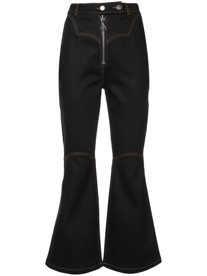 Ellery Flared Overstitch Jeans - Black