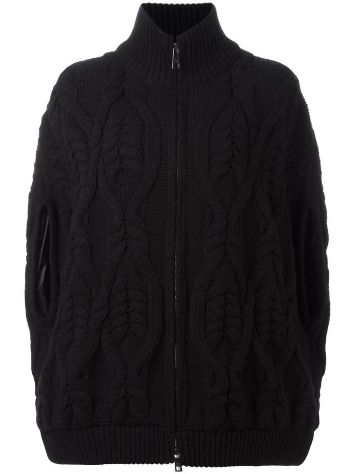 Fay Cable Knit Zipped Jacket, Women's, Size: Small, Black, Wool/polyamide