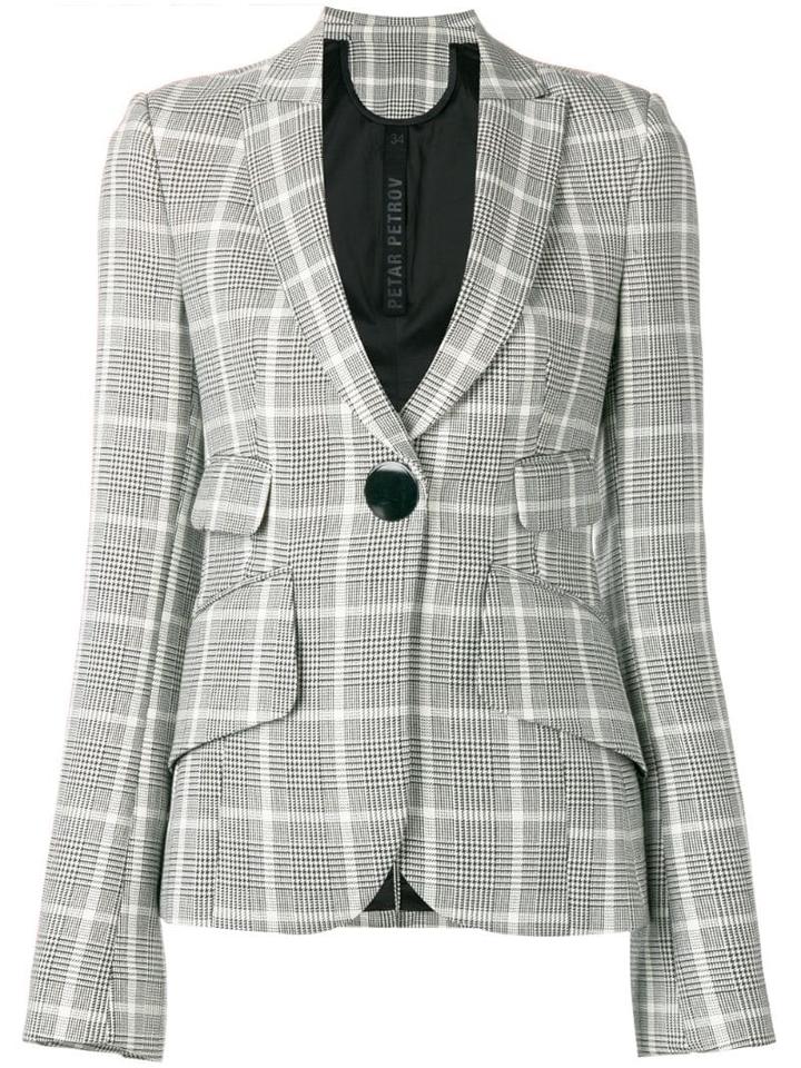 Petar Petrov Checked Fitted Blazer - Black