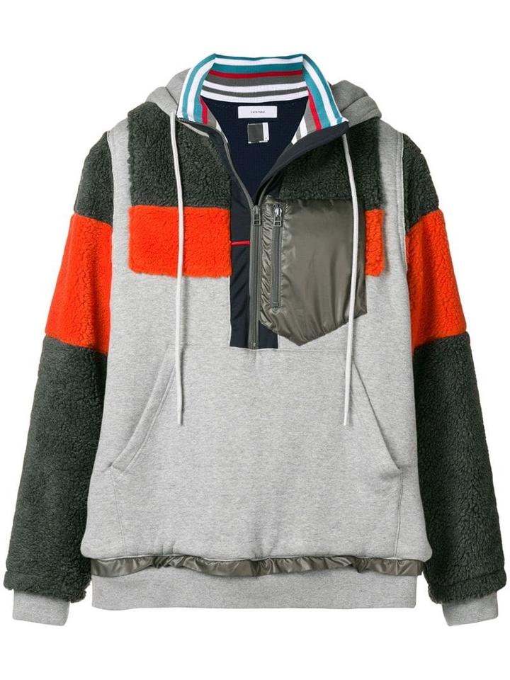 Facetasm Boxy Contrast Material Hoodie - Grey