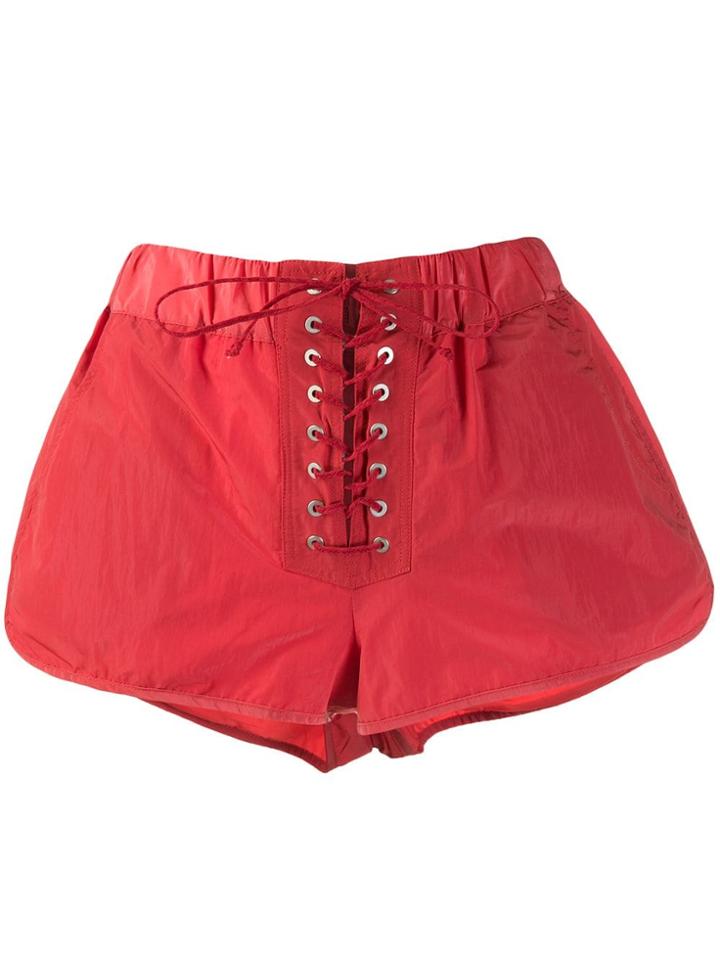 Unravel Project Lace Up Shorts - Red