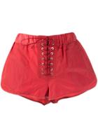 Unravel Project Lace Up Shorts - Red