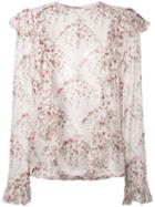 Giambattista Valli Floral Print Ruffle Blouse, Women's, Size: 46, Pink/purple, Silk