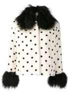 Saks Potts Polka Dot Fur-trimmed Jacket - White