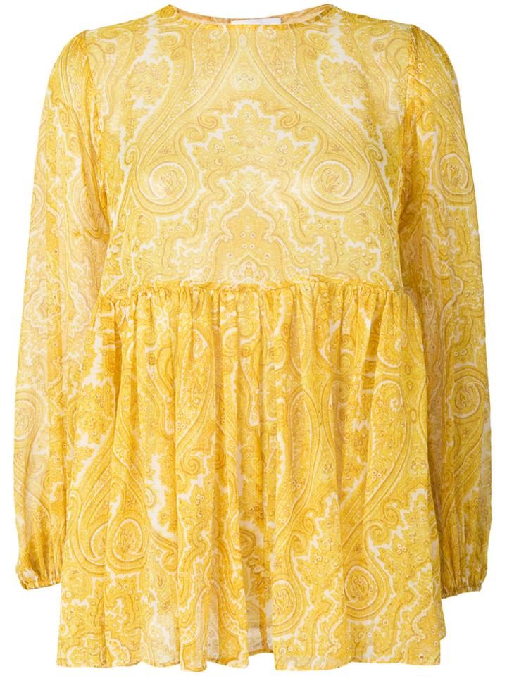 Zimmermann Flared Paisley Blouse - Yellow & Orange