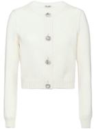 Miu Miu Button-embellished Cashmere Cardigan - White