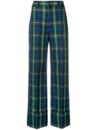 Msgm High Waisted Checked Trousers - Black