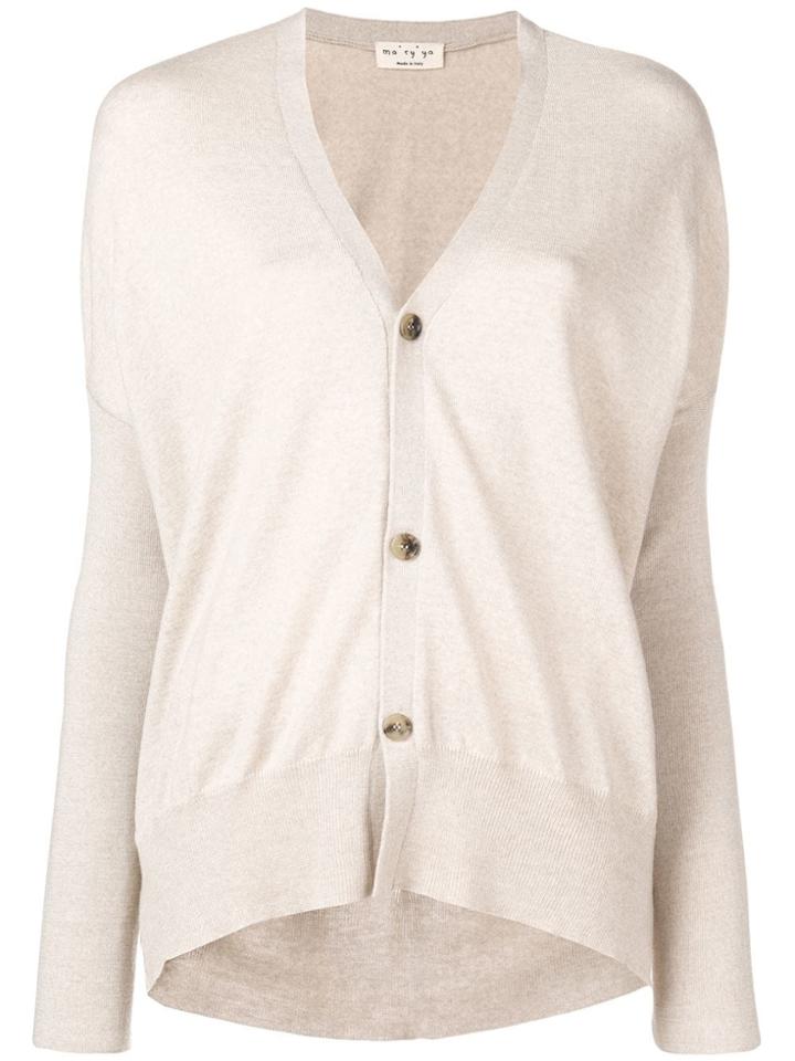 Ma'ry'ya Longline V-neck Cardigan - Nude & Neutrals