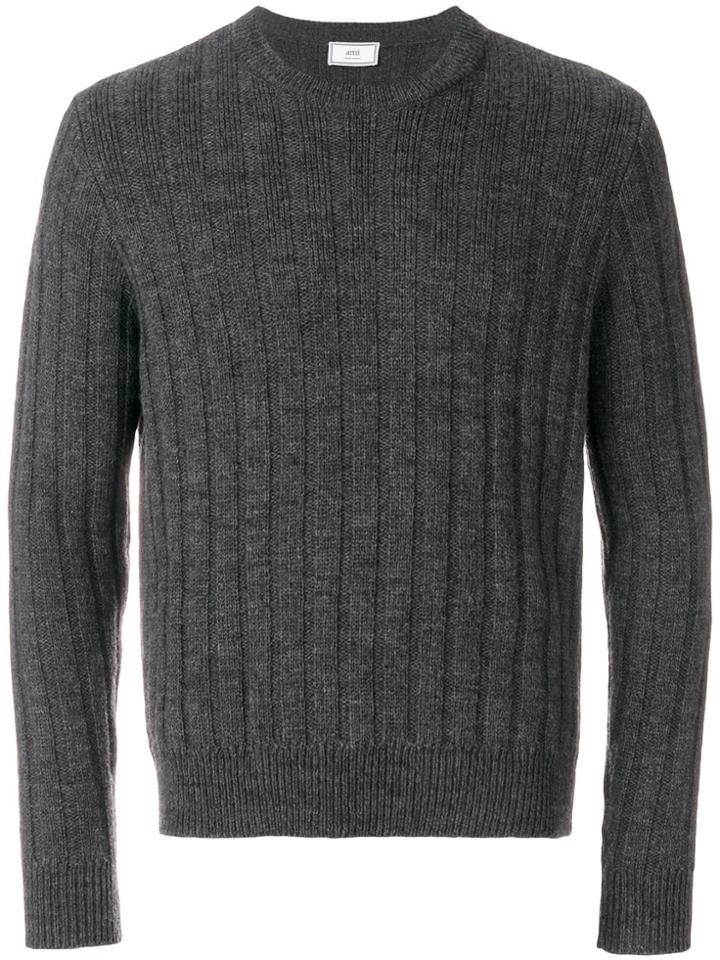 Ami Alexandre Mattiussi Flat Ribbed Crewneck Sweater - Grey
