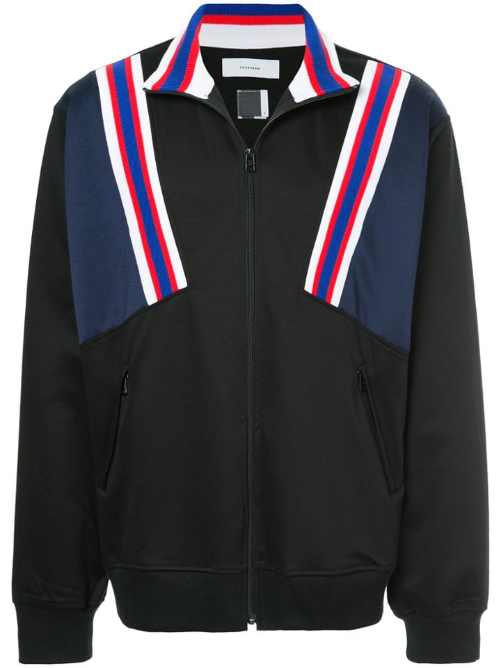 Facetasm Stripe Detailed Windbreaker - Black