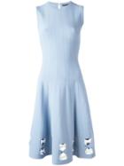 Alexander Mcqueen Bow Detail Ribbed Dress, Women's, Size: Small, Blue, Viscose/polyester