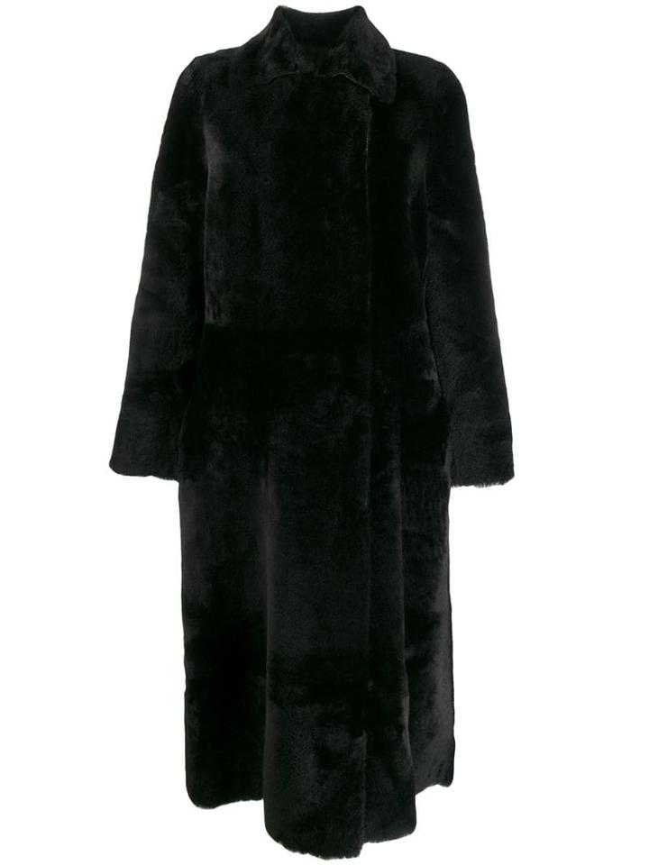 Rochas Fur Midi Coat - Black
