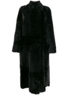 Rochas Fur Midi Coat - Black