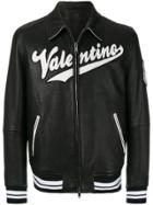 Valentino Valentino Leather Bomber Jacket - Black