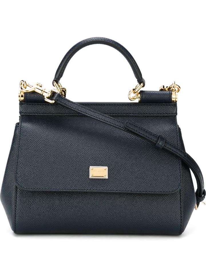 Dolce & Gabbana Small 'sicily' Tote, Women's, Blue, Calf Leather