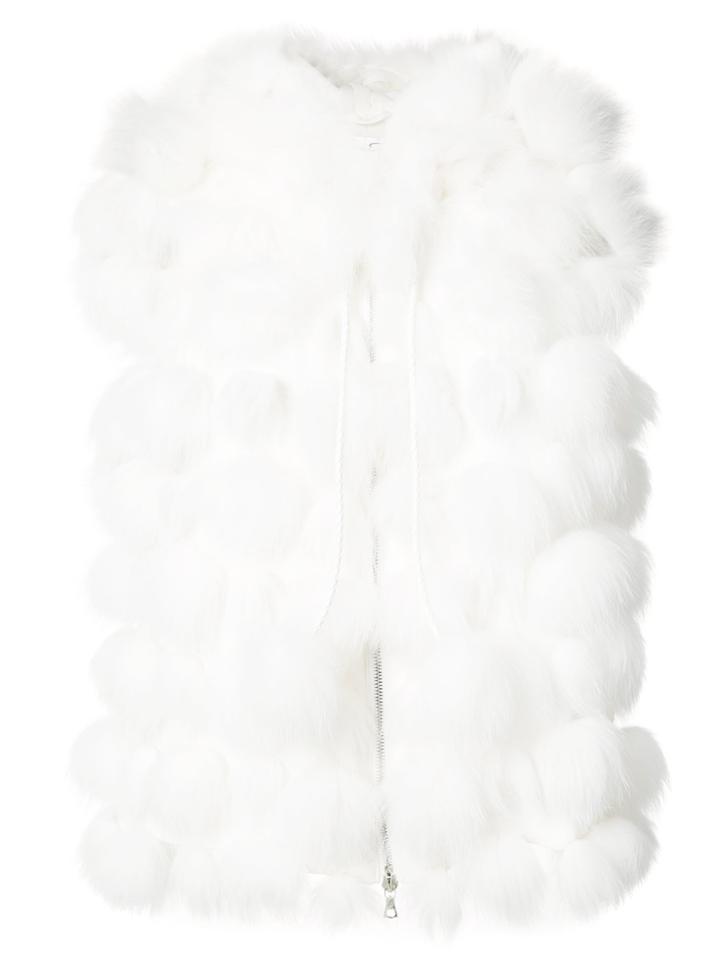 Oscar De La Renta Hooded Sleeveless Jacket - White