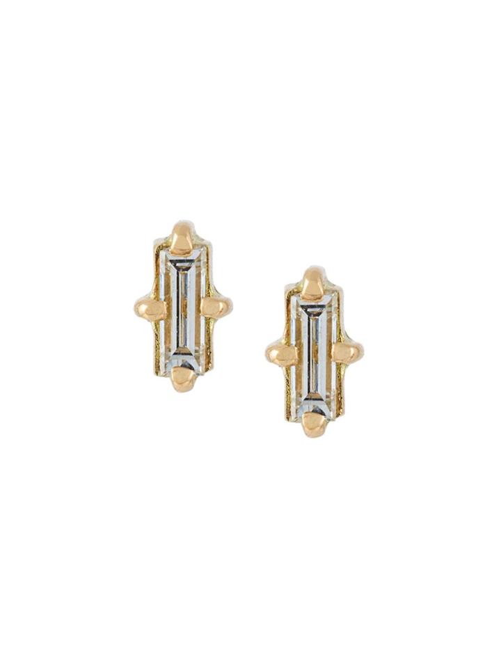 Wouters & Hendrix Gold 'baguette' Diamond Earrings - Metallic