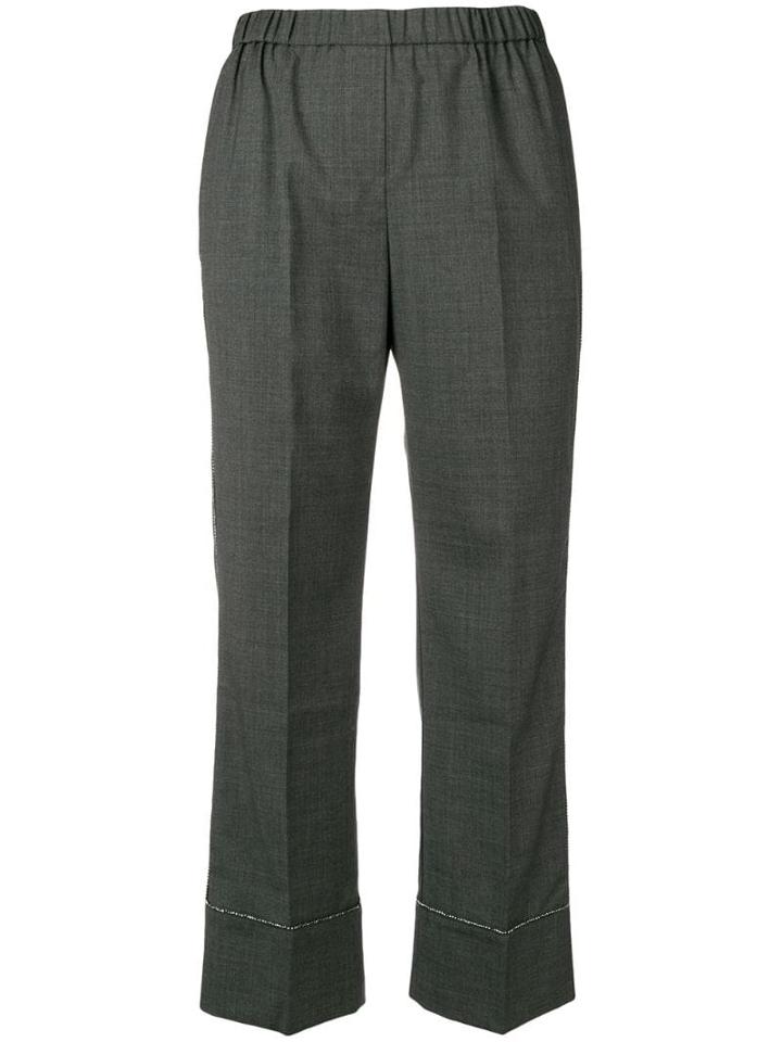 Nº21 Embellished Cropped Trousers - Grey