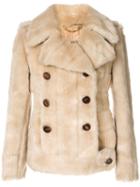 Gucci Pre-owned Logos Long Sleeve Fur Coat Jacket - Brown