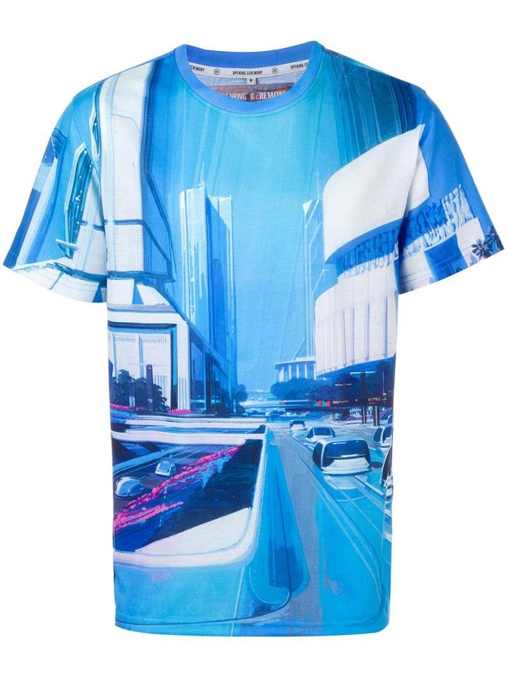 Opening Ceremony Printed T-shirt, Men's, Size: Small, Blue, Polyester