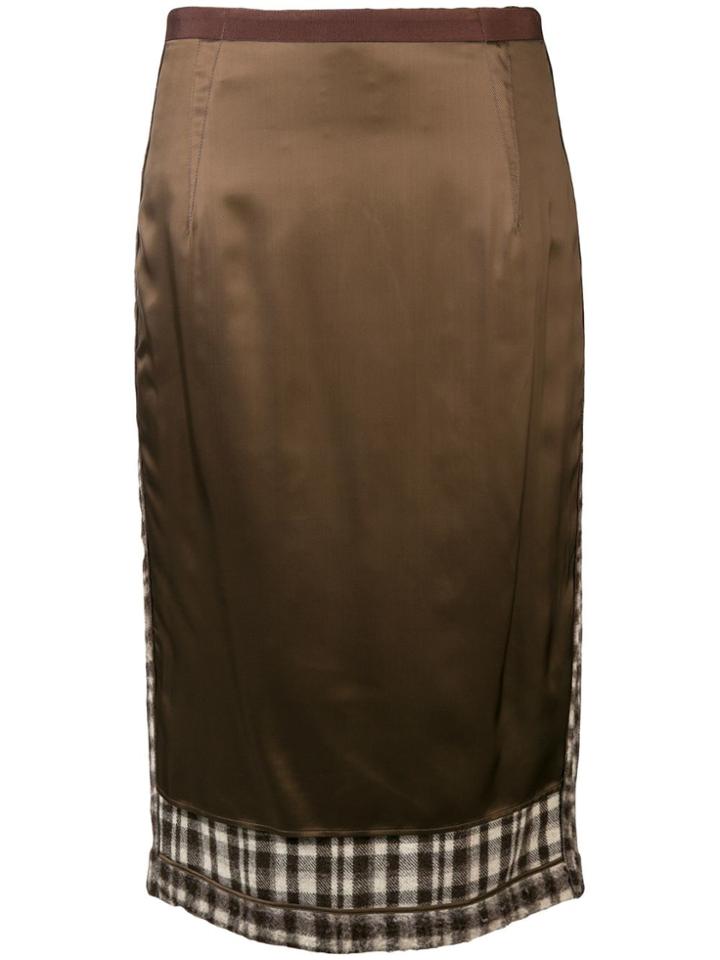 Erika Cavallini Check Wool Insert Skirt - Brown