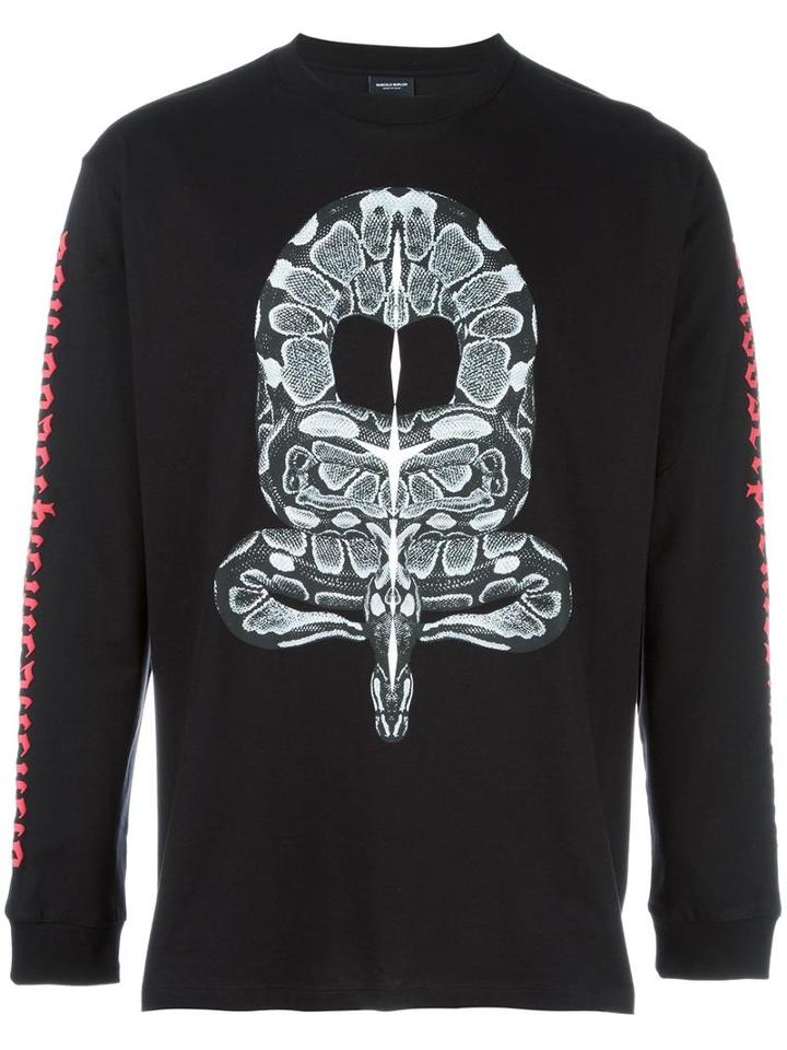 Marcelo Burlon County Of Milan Snake Print T-shirt, Men's, Size: Xs, Black, Cotton/polyester