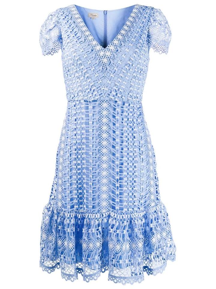 Temperley London Short-sleeved Crochet Dress - Blue