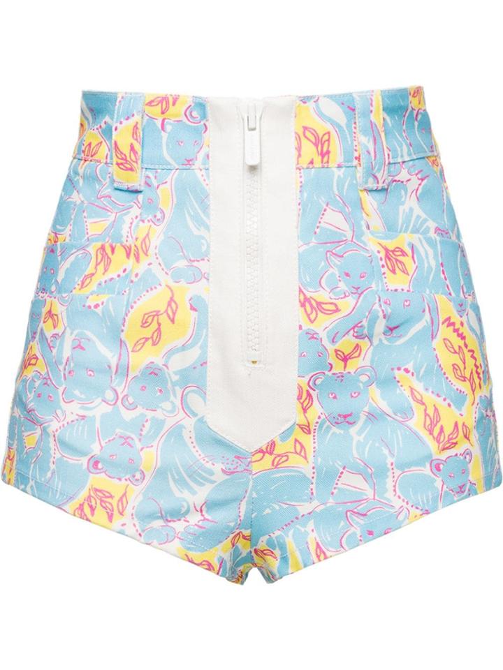 Miu Miu Cub Print Shorts - Blue