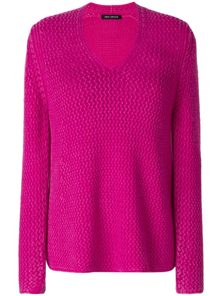 Iris Von Arnim V-neck Jumper - Pink & Purple