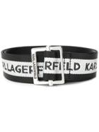 Karl Lagerfeld Logo Stripe Belt - Black