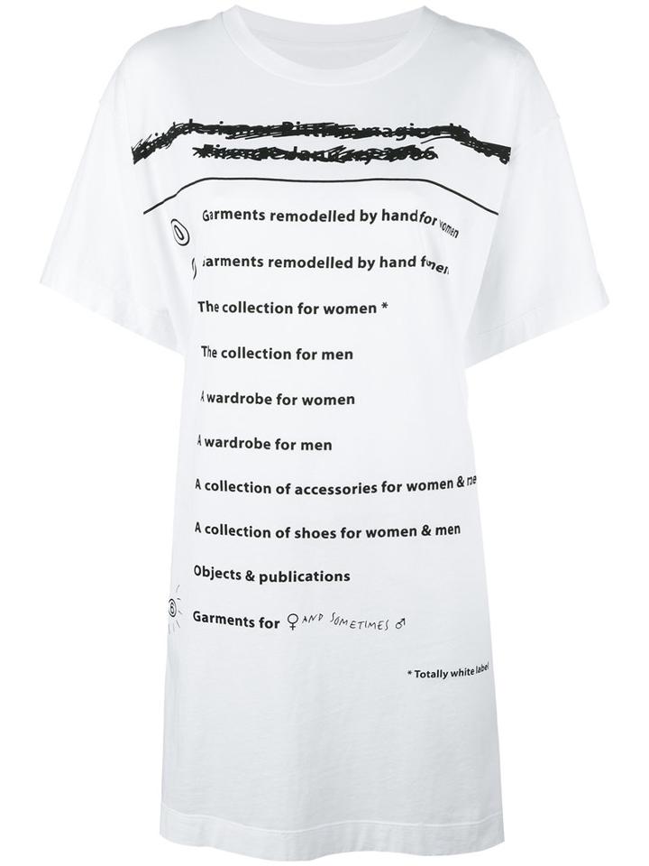 Mm6 Maison Margiela List Print Oversized T-shirt, Size: Small, White, Cotton