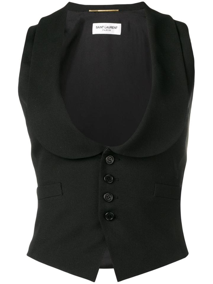 Saint Laurent Cropped Gilet - Black