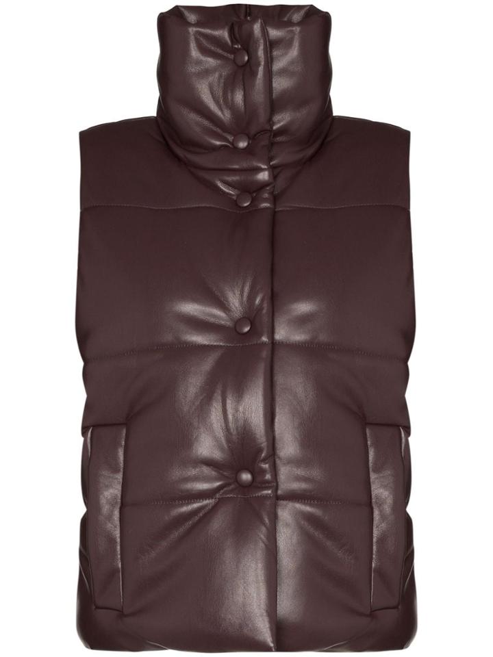 Nanushka Morillo Faux Leather Puffa Gilet - Purple