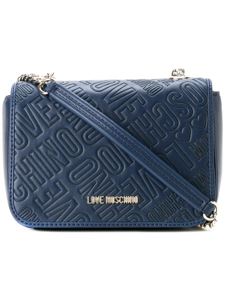 Love Moschino - Logo Embossed Crossbody Bag - Women - Polyurethane - One Size, Blue, Polyurethane