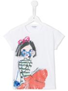 Simonetta Girl Print T-shirt, Size: 10 Yrs, White