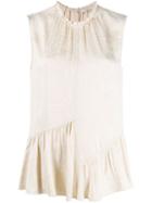 Derek Lam 10 Crosby Sleeveless Snake Satin Ruffle Hem Blouse -
