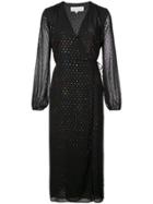 Michelle Mason Polka Dot Wrap Dress - Black