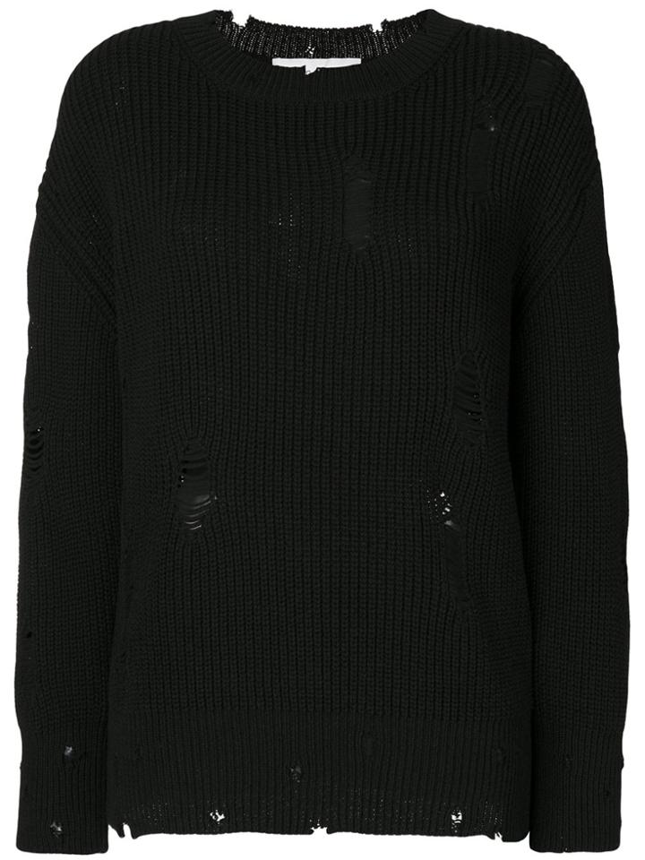 Iro Distressed Ribbed Jumper - Black