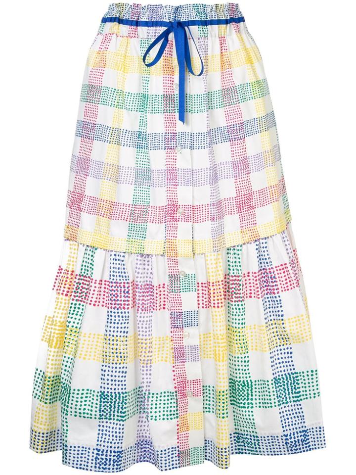 Mira Mikati Check Print Midi Skirt - White