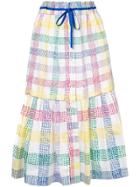 Mira Mikati Check Print Midi Skirt - White