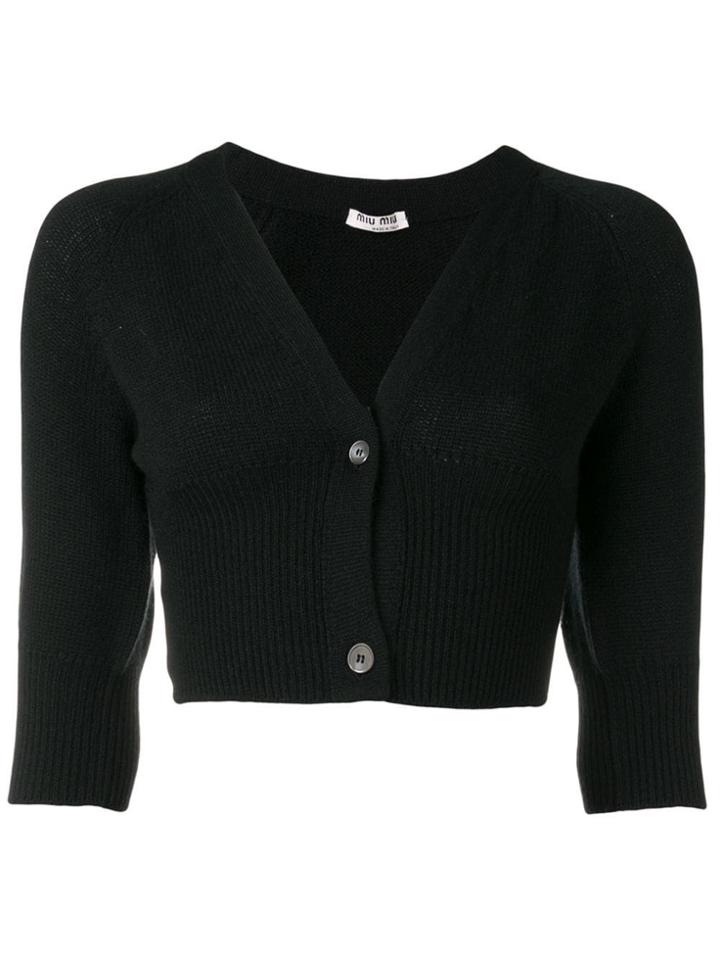 Miu Miu Cashmere Cropped Cardigan - Black