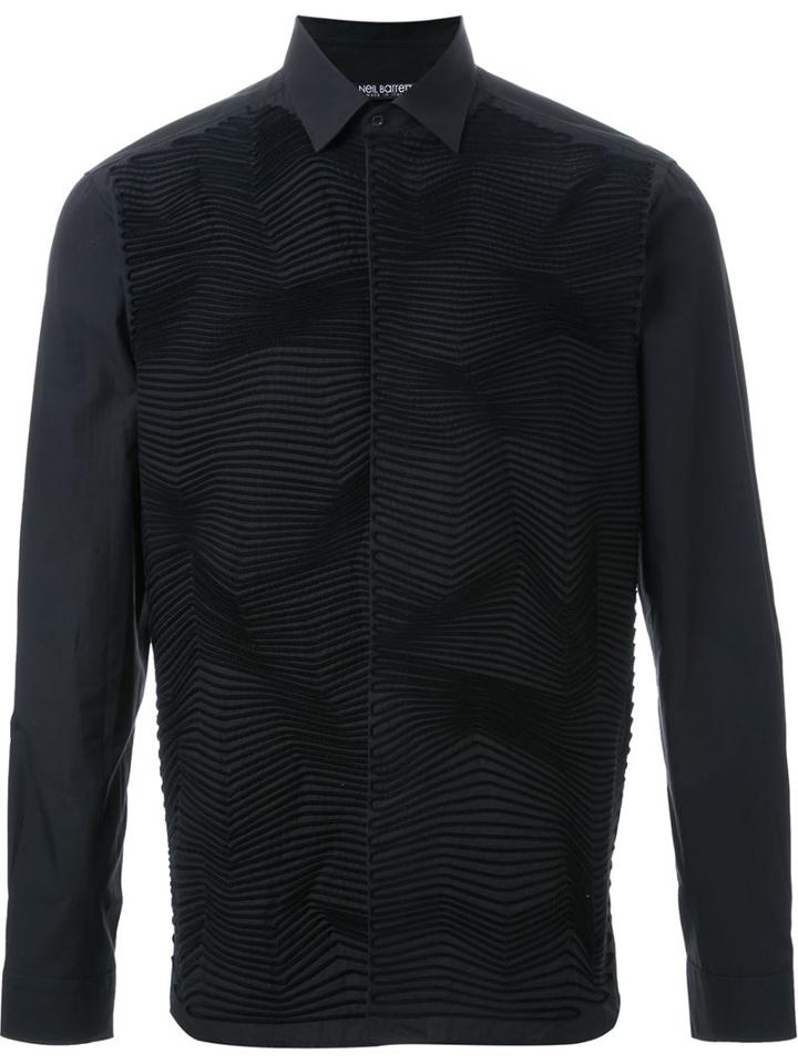 Neil Barrett Zig-zag Applique Shirt, Men's, Size: 43, Black, Cotton