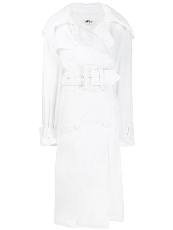 Mm6 Maison Margiela Oversized Belted Coat - White