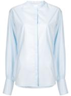 Cityshop - Mandarin Collar Shirt - Women - Cotton/polyurethane - One Size, Blue, Cotton/polyurethane