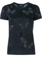 Valentino Rockstud Butterfly Embroidered T-shirt, Women's, Size: Medium, Black, Cotton