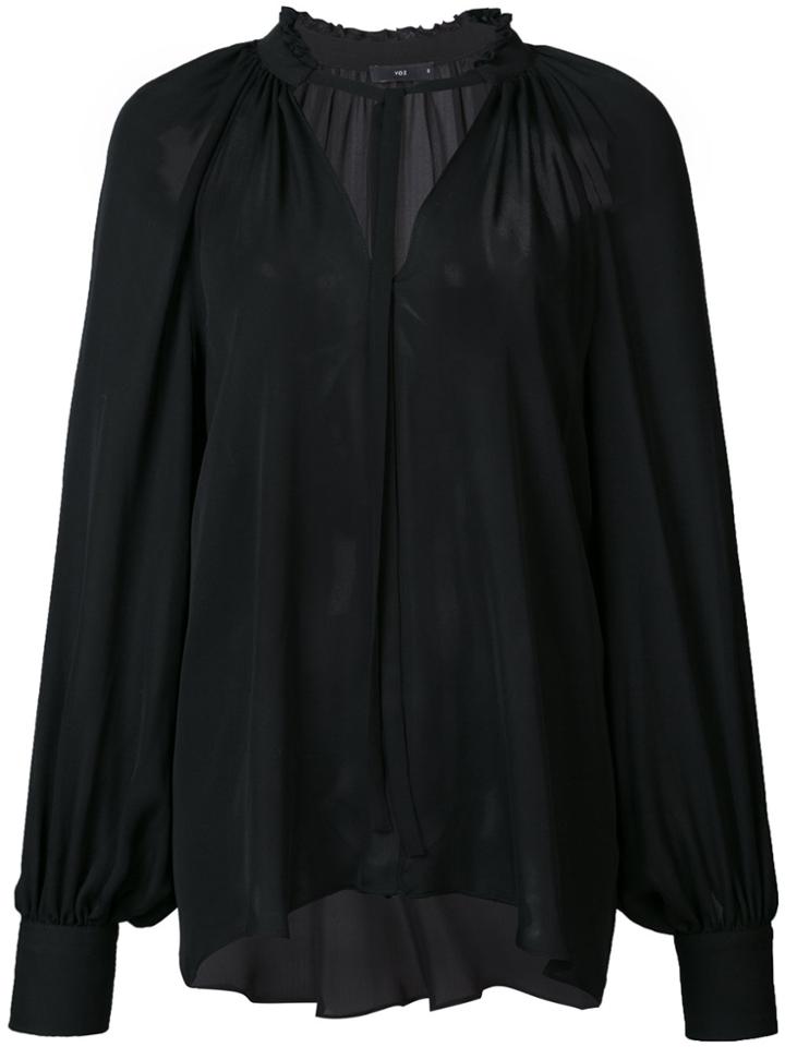 Voz Bishop Sleeve Blouse - Black