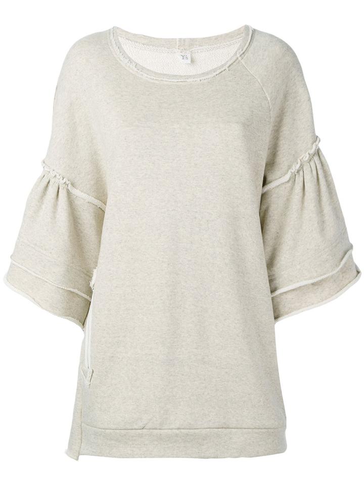 Y's - Flared Sleeve Sweatshirt - Women - Cotton - 2, Nude/neutrals, Cotton