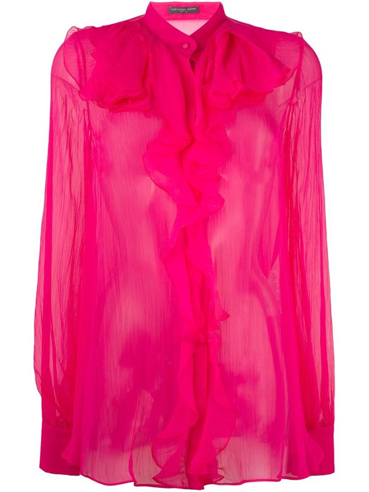 Alexander Mcqueen Ruffled Blouse, Women's, Size: 40, Pink/purple, Silk