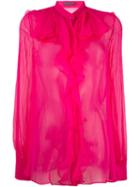 Alexander Mcqueen Ruffled Blouse, Women's, Size: 40, Pink/purple, Silk