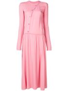 Nina Ricci Buttoned Gathered Dress - Pink & Purple